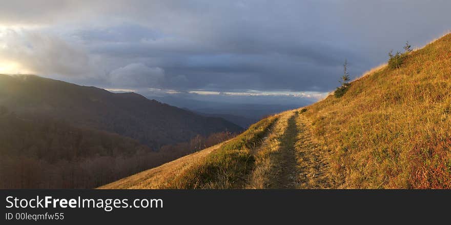 Colourful picture of mountains in the evening. Colourful picture of mountains in the evening