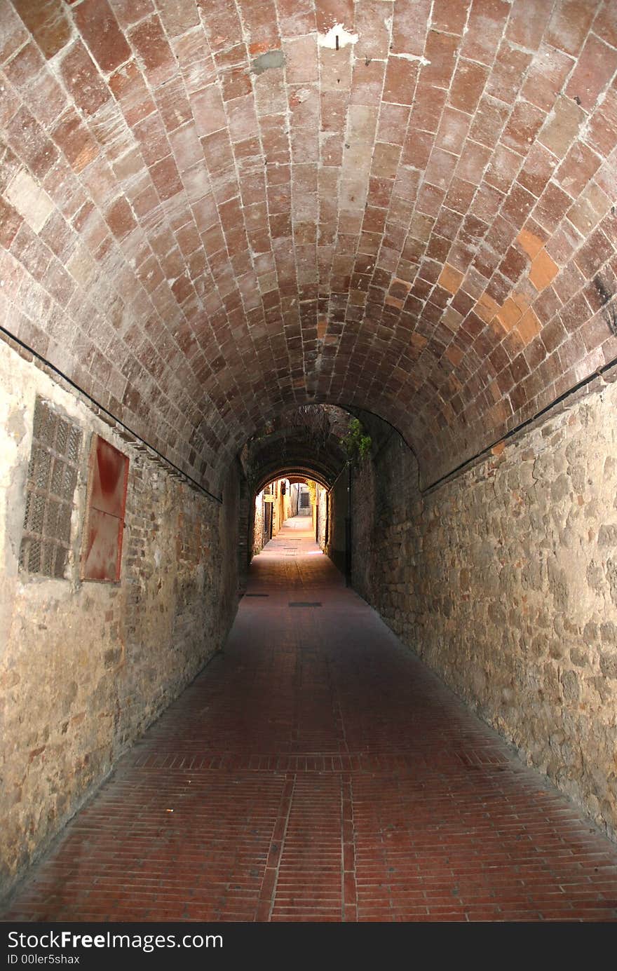 Covered street in san Gimignano Tuscany. Covered street in san Gimignano Tuscany