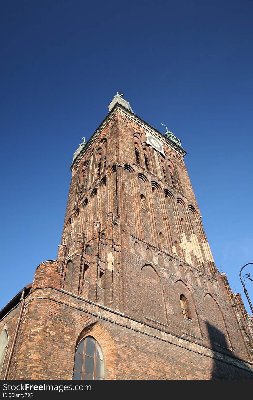 High middleages church tower in the sky