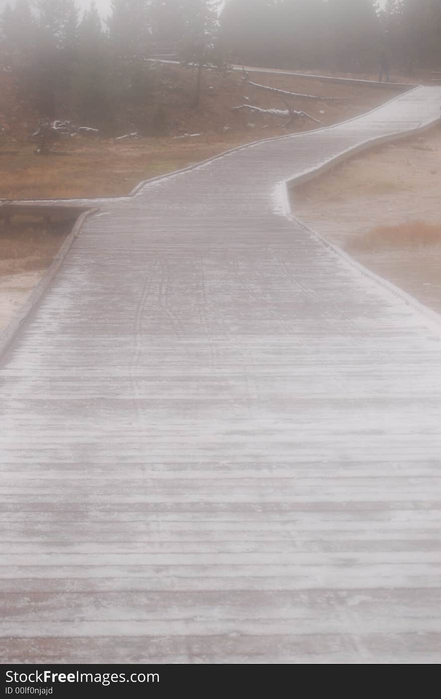 Photograph of a pathway in Yellowstone. Photograph of a pathway in Yellowstone