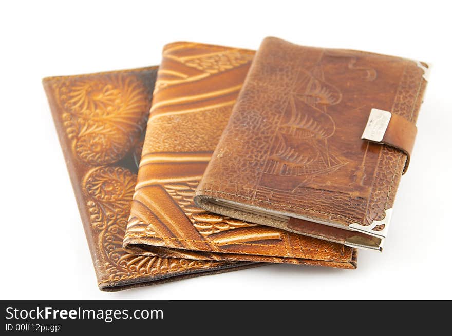 A set of covers from a leather, a notebook, the passport, the driver's license