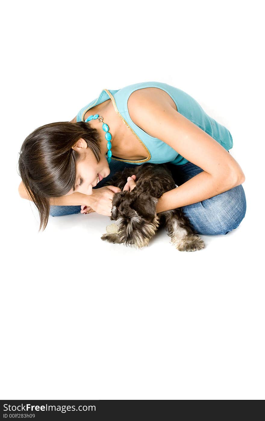 Owner playing with puppy