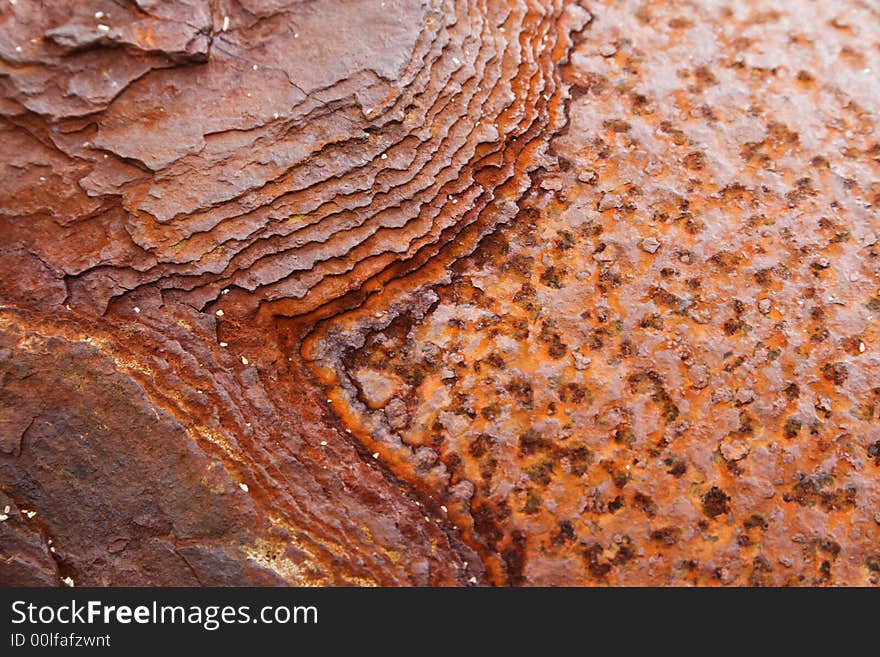 Layers of rust on the mast of an old ship. Layers of rust on the mast of an old ship