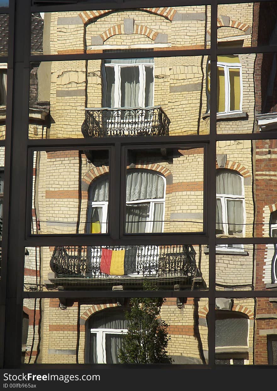 Mirror image of brussel real estate, belgium