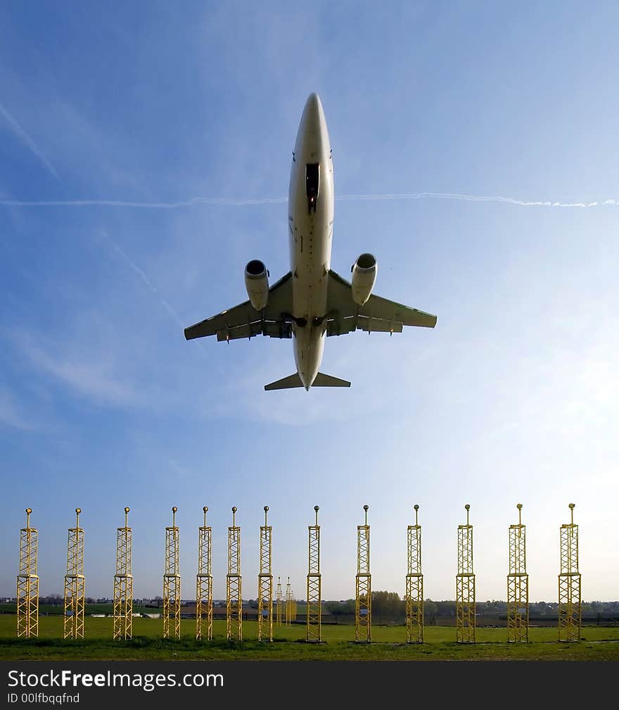 Plane approaching runway