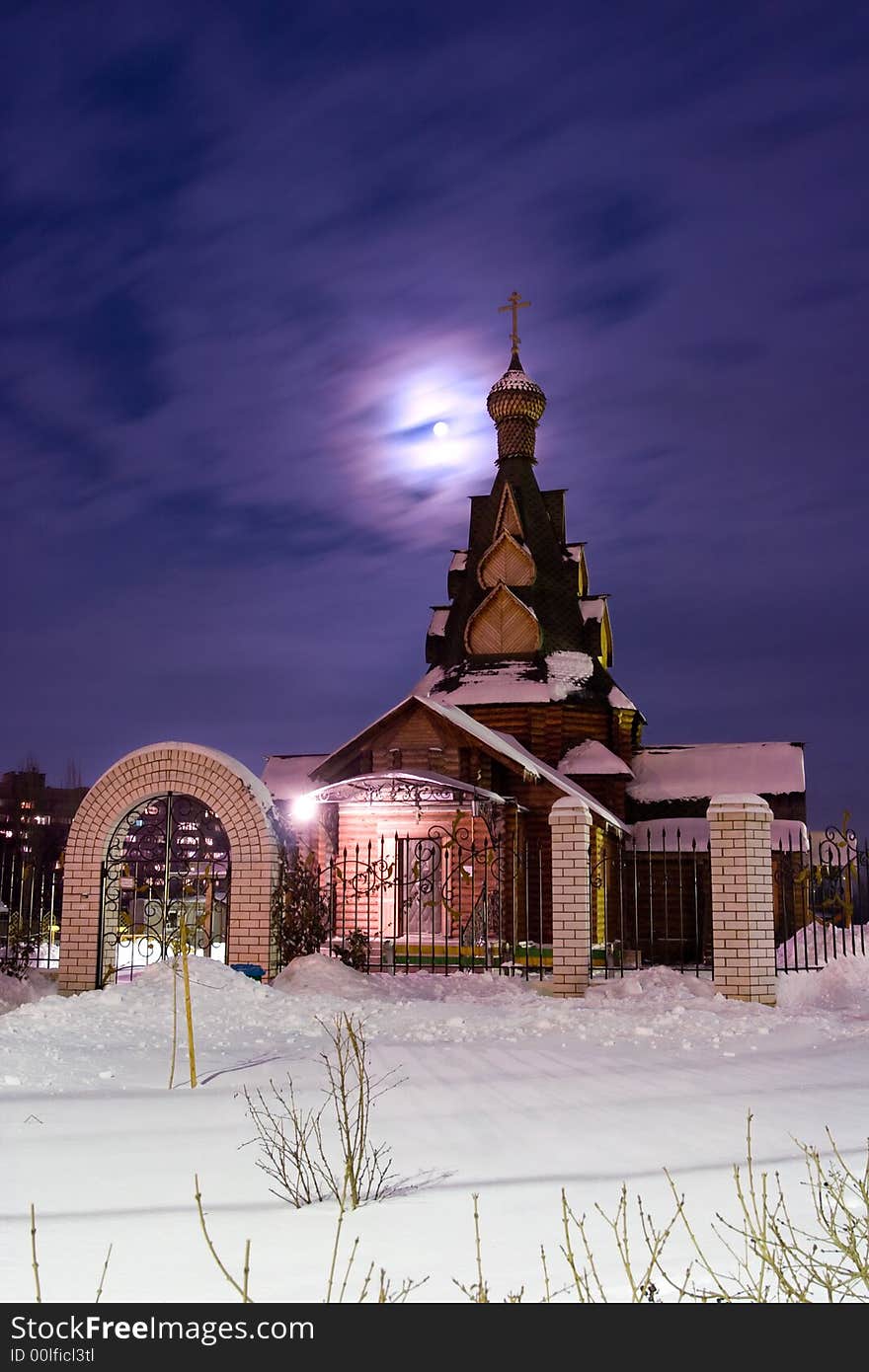 Church in a snow at a moonlight. Church in a snow at a moonlight