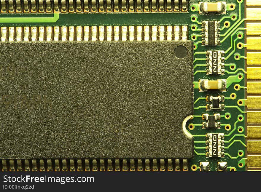 Close up of computer RAM chip