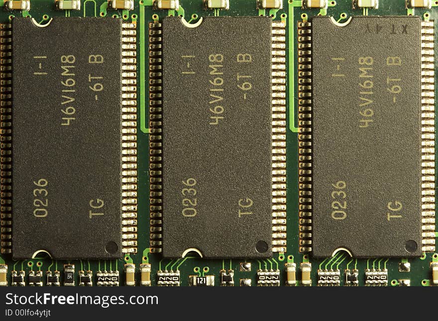 Close up of computer RAM chips