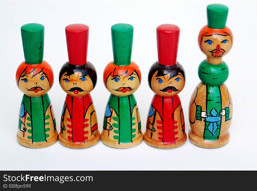 Hand painted wooden dolls