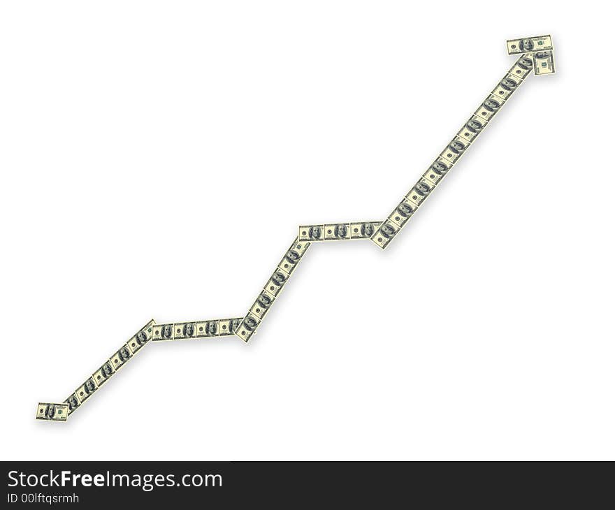 The Diagram painted into image of dollars. The Diagram painted into image of dollars