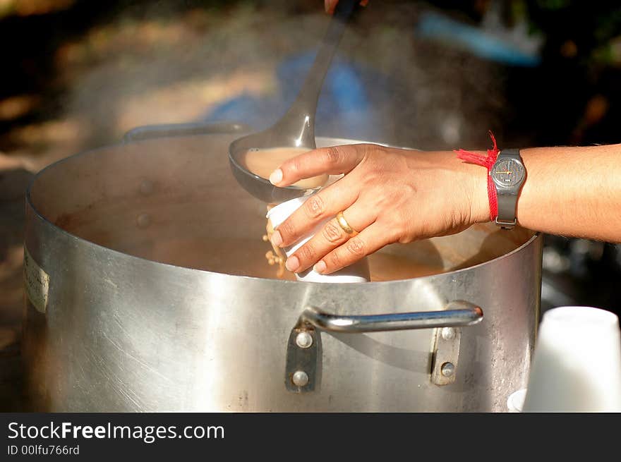 Serving Tea at a picnic