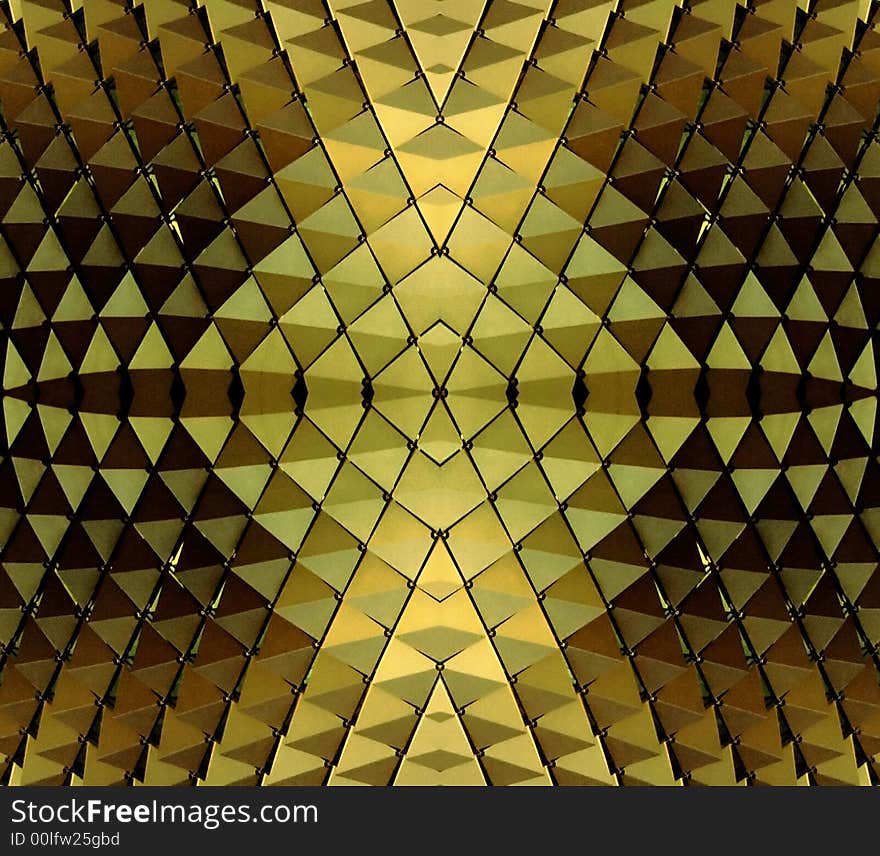 Abstract created from some elements of the Singapore Esplanade Theater roof when it is glowing bronze and yellow in the setting sun. Abstract created from some elements of the Singapore Esplanade Theater roof when it is glowing bronze and yellow in the setting sun