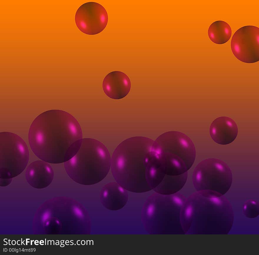 Purple metallic digital bubbles with orange background