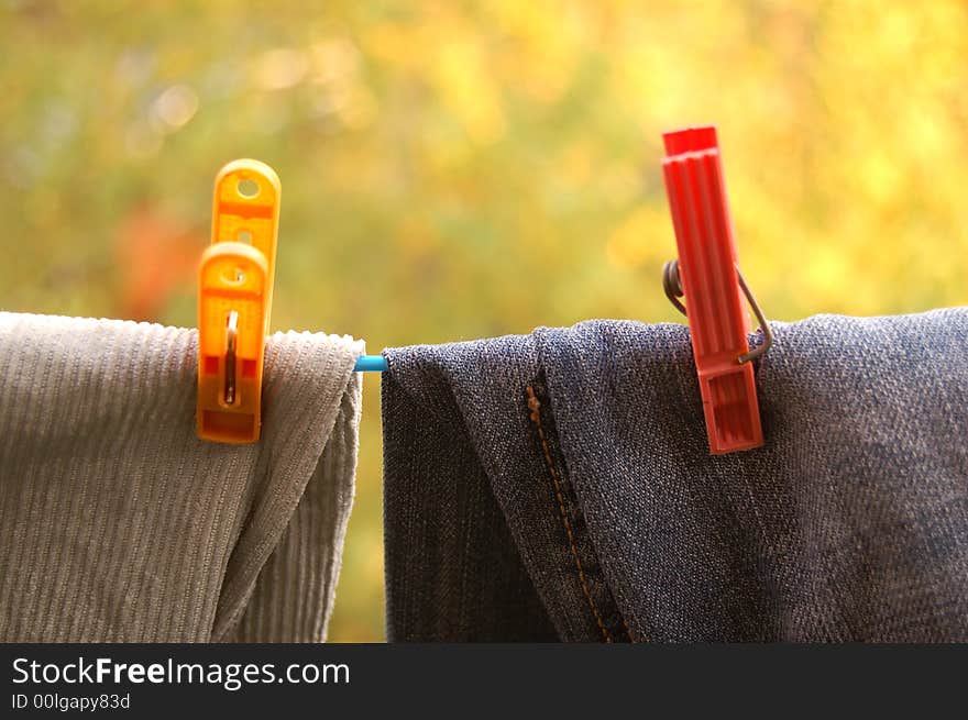 Yellow end red clip for the laundry. Yellow end red clip for the laundry