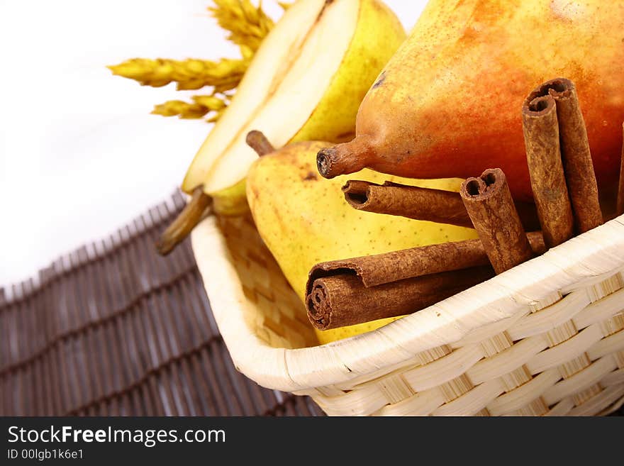 Pears on a white background-jam peach