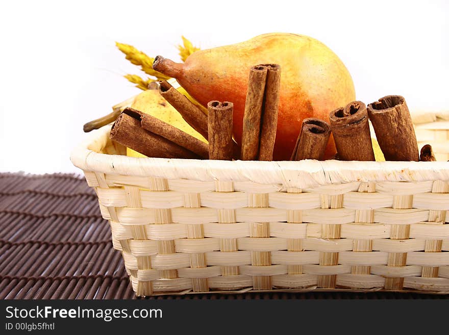 Pears on a white background-jam peach