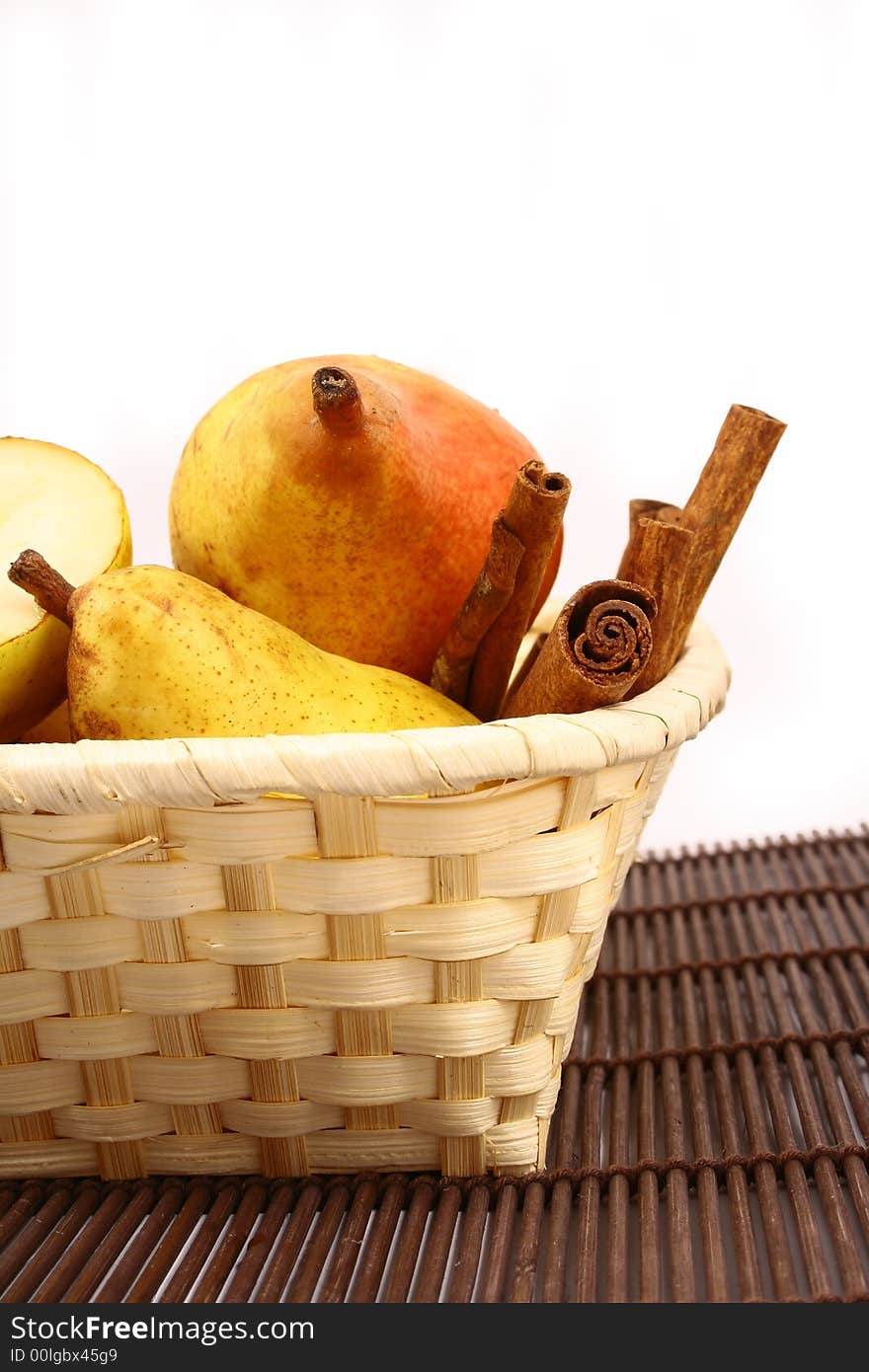 Pears on a white background