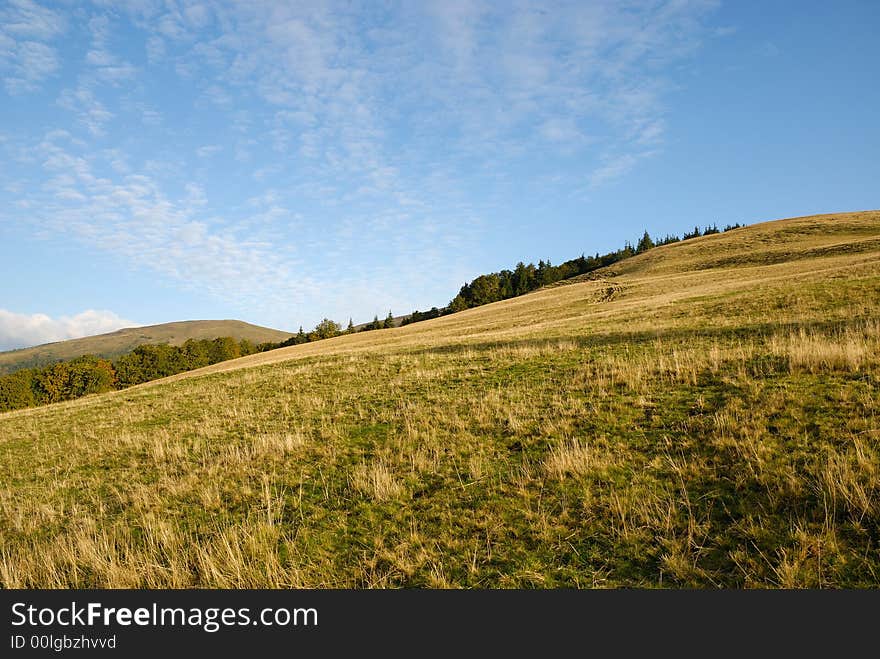 Beautiful landscape in green Carpatian mountains with hills. Beautiful landscape in green Carpatian mountains with hills