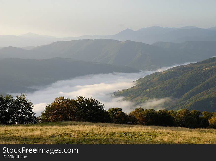 Beautiful landscape in green Carpatian mountains with hills. Beautiful landscape in green Carpatian mountains with hills