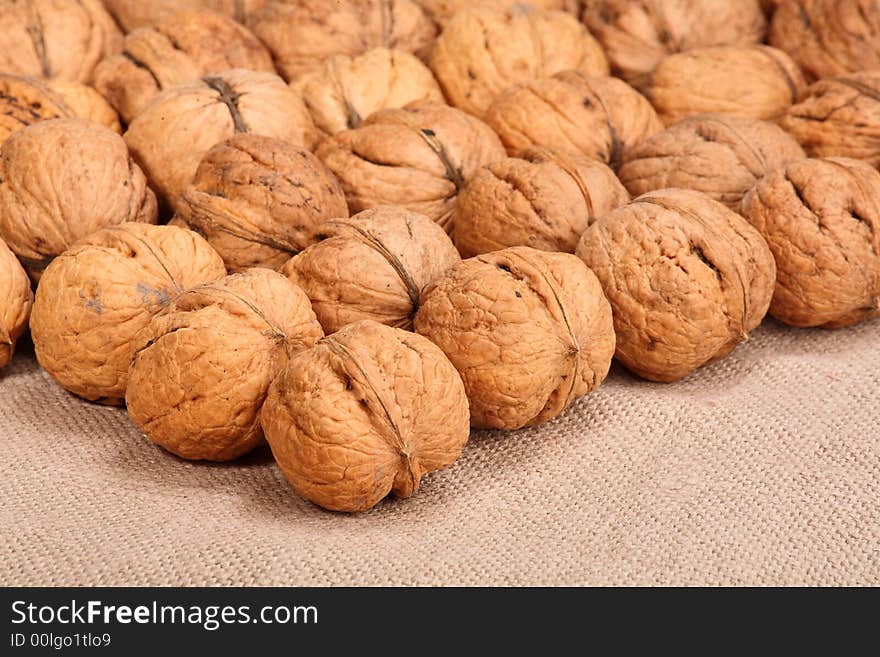 Walnuts On Linen Canvas