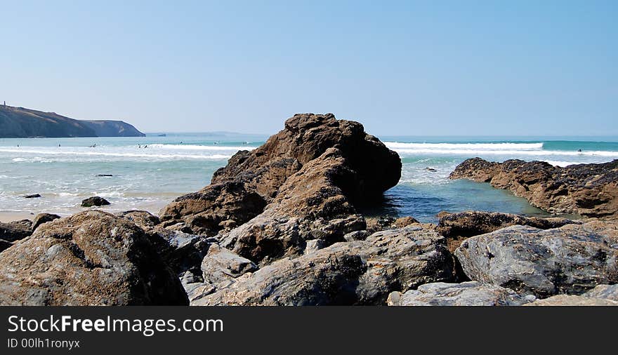 Surfing at Porthtowan