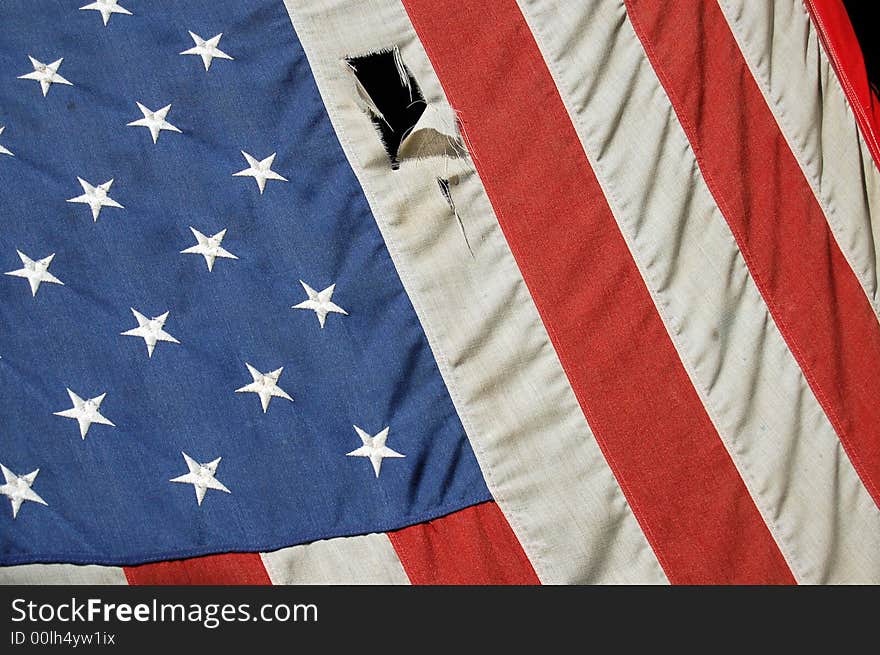 Torn And Worn American Flag