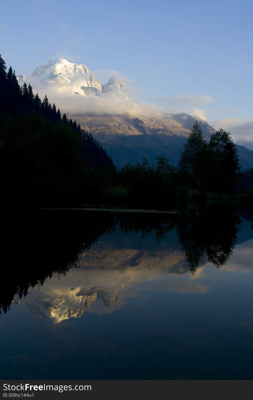 Mont-Blanc in lake reflection