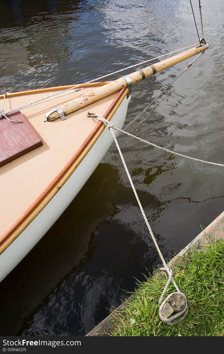 Bow of a traditional wooden sailboat. Bow of a traditional wooden sailboat