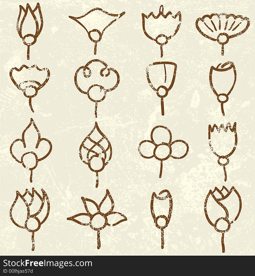 Illustration of hand draw grunge flowers. Illustration of hand draw grunge flowers.