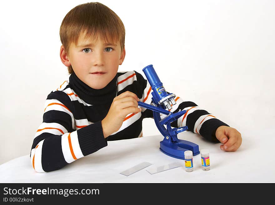 The boy with a microscope