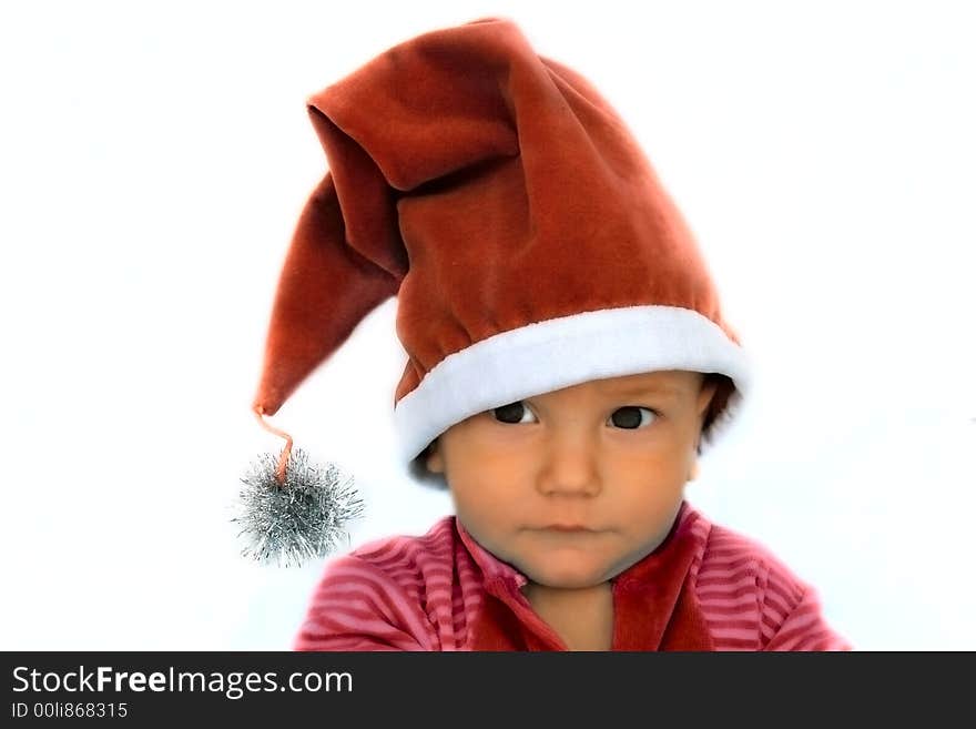 Santa baby close up portrait. Santa baby close up portrait