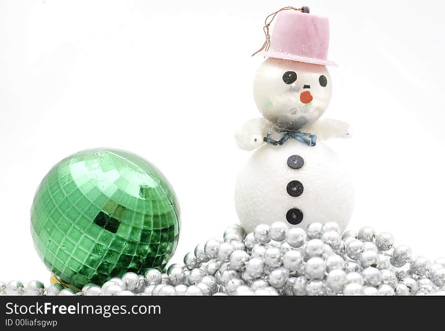 Christmas tree decorations on white background.