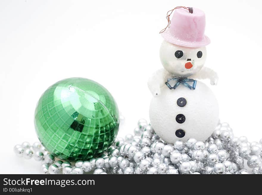 Christmas tree decorations on white background.