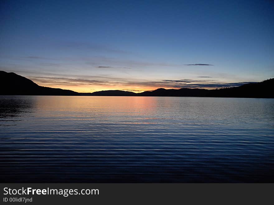 Francois Lake in Northern British Columbia at sunset. Francois Lake in Northern British Columbia at sunset.