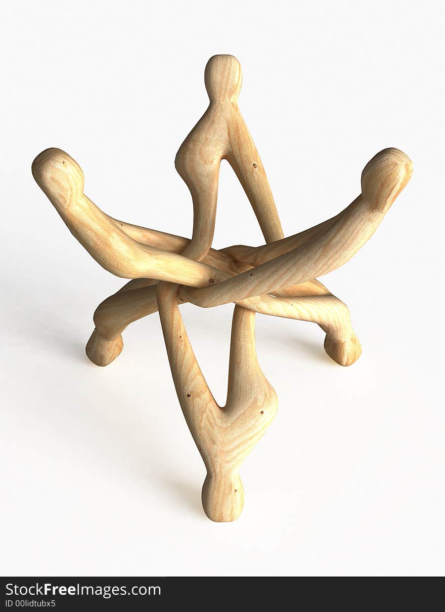 A three man holding hands like brother. Its one piece of wood. And yes its a render. A three man holding hands like brother. Its one piece of wood. And yes its a render