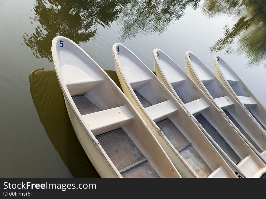 Boats on the lake.autumnal sky.