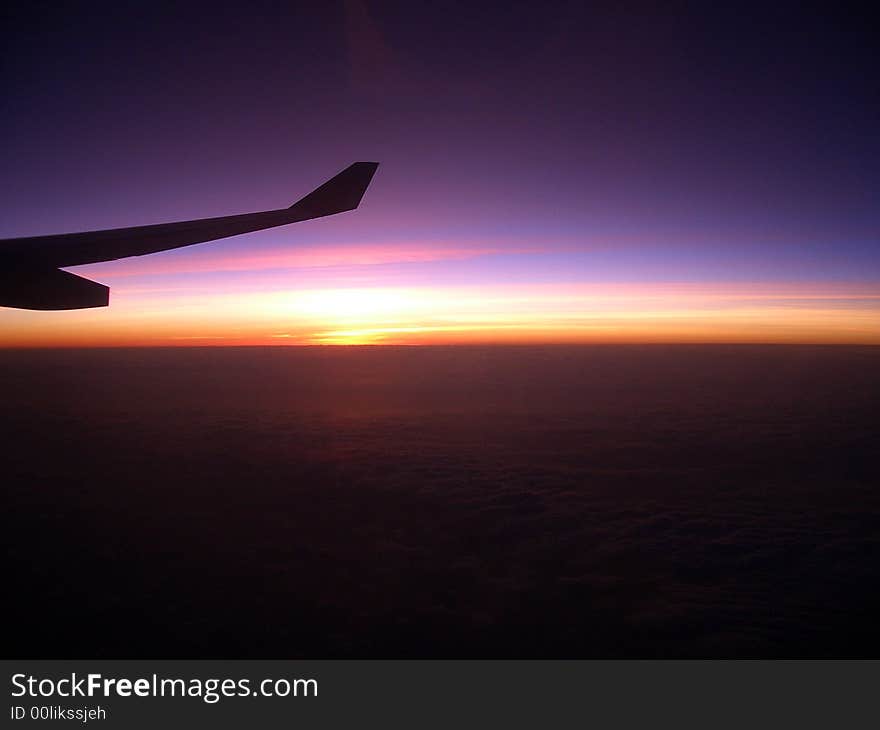 Sunrise scene taken from the plane