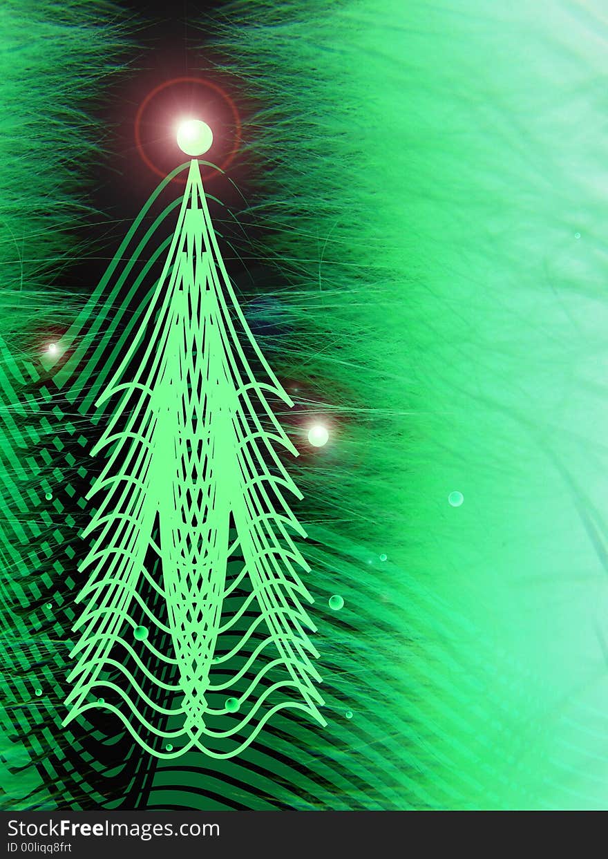 Stylized christmas tree on green background