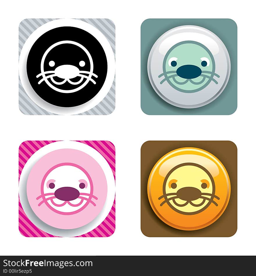 Seal icon in 4 different style.