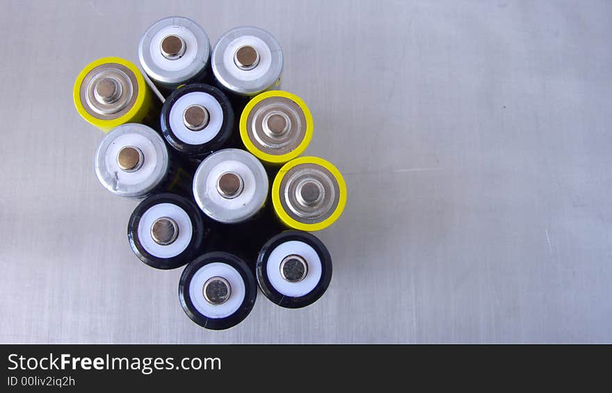 Batteries in a group of eleven seen from above