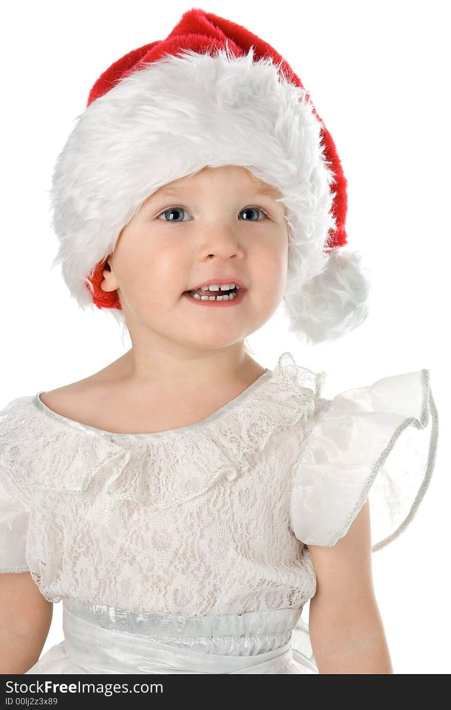 Baby in santa claus red hat