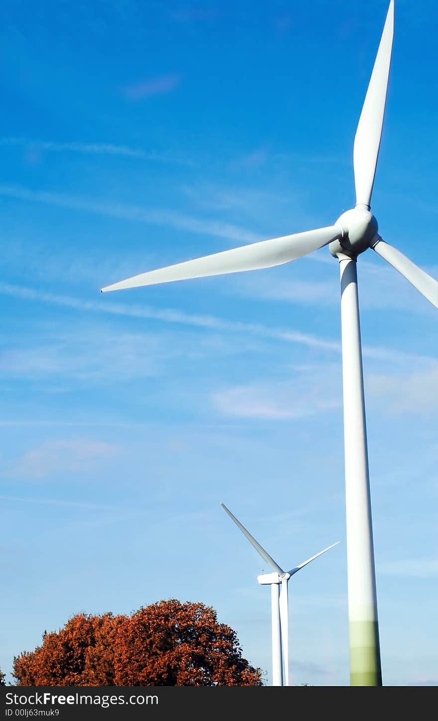 Energy turbine on blue sky