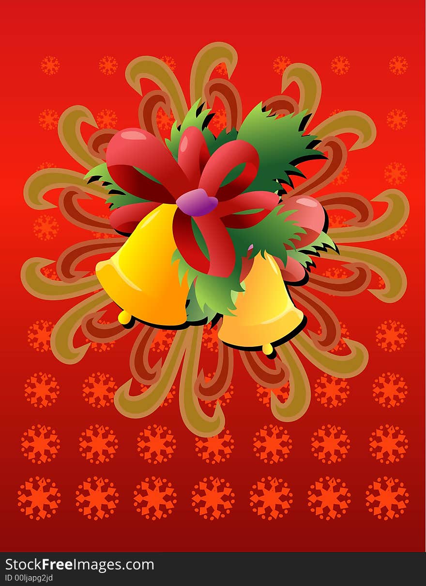 Illustrations vector of Christmas bells with red ribbon