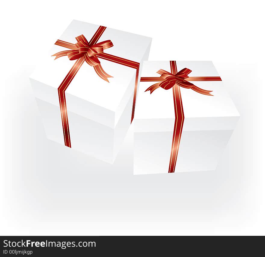 Gift Boxes With Red Ribbons