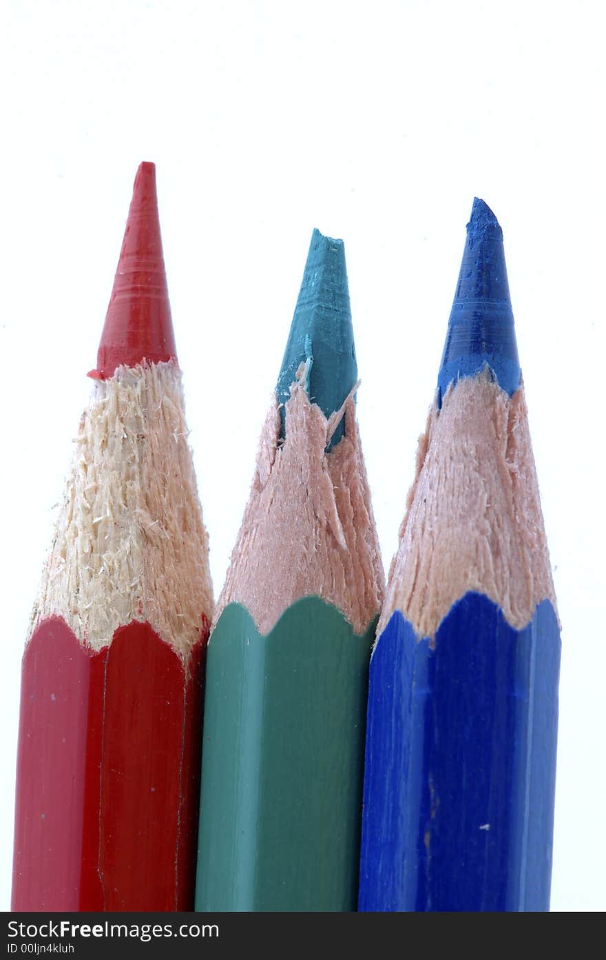 Three pencils red blue and green. Three pencils red blue and green