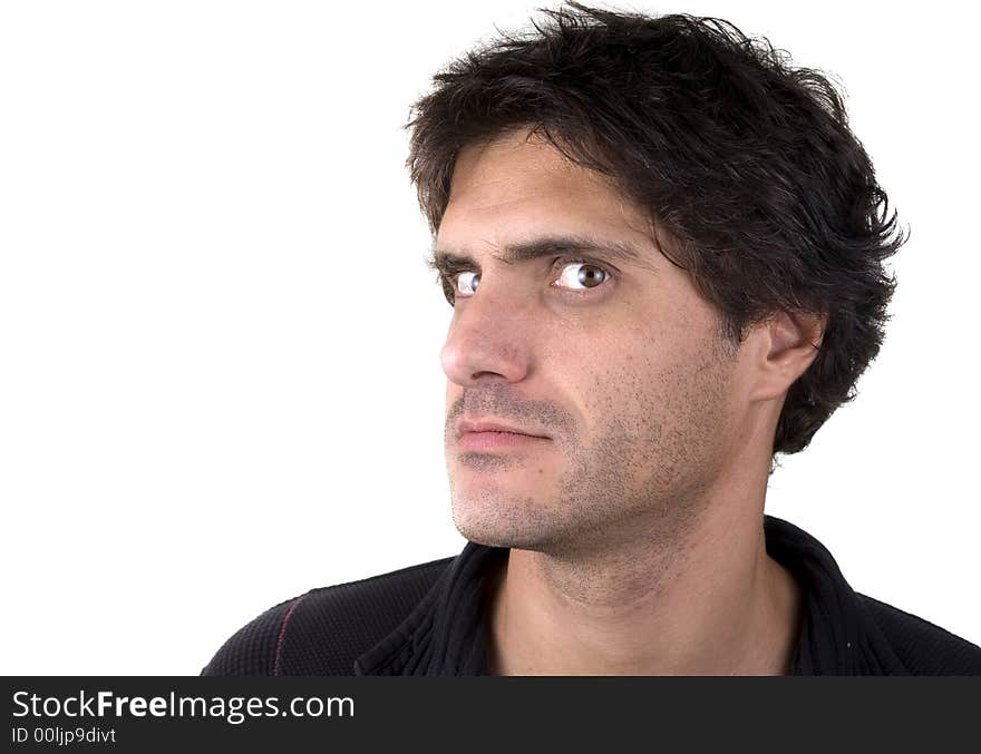 Man doing face expression shot over white background. Man doing face expression shot over white background