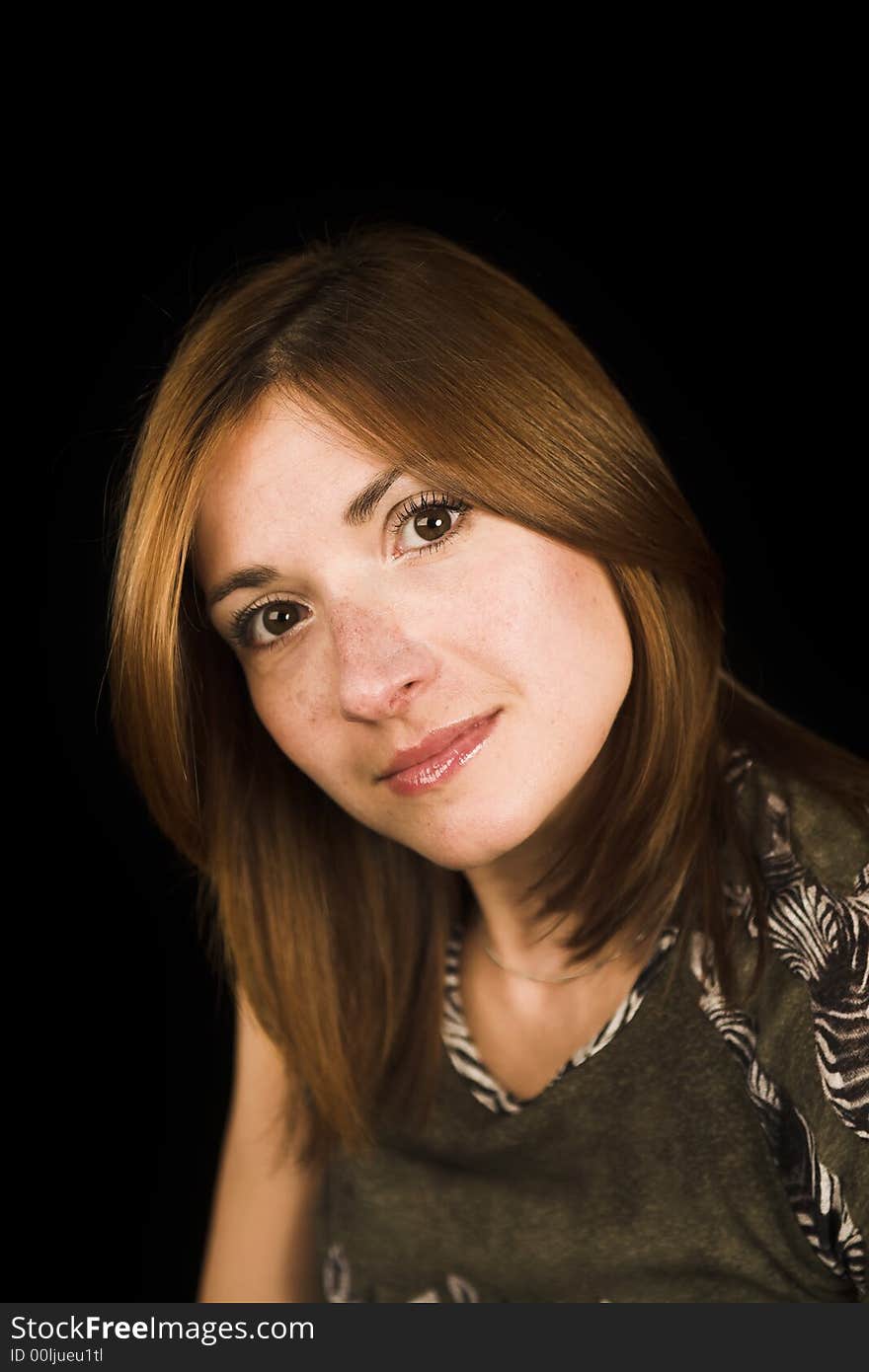 Woman close up portrait shot on black backdrop