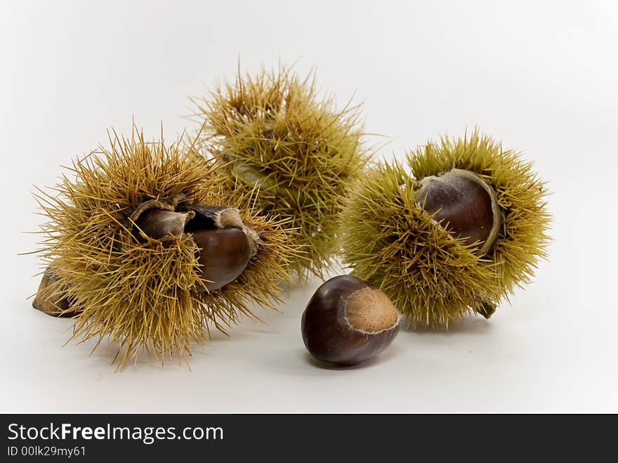 Raw chestnuts.a close up shot