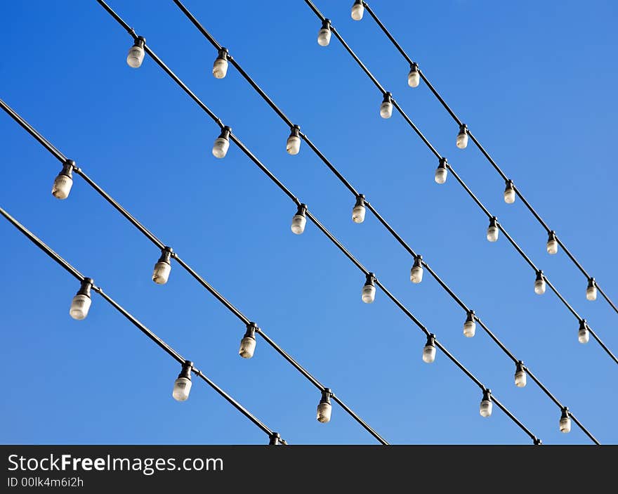 Outdoors festoon lamps.