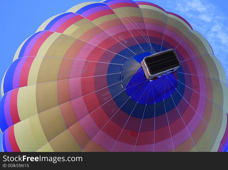 View of a hot air balloon from the bottom. View of a hot air balloon from the bottom.